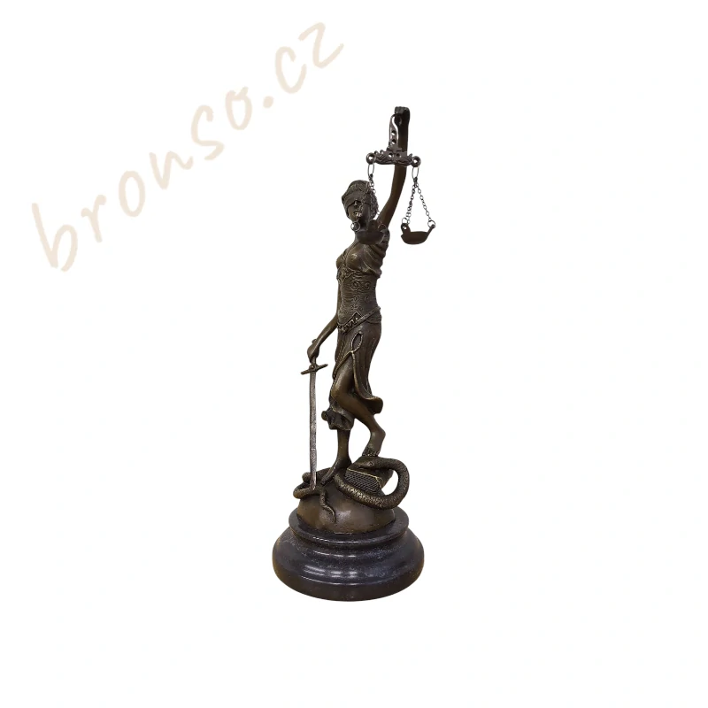 Spravedlnost – Justitia Themis, bronzová socha, elegantní soška bohyně práva
