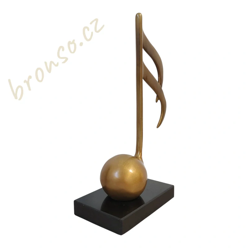 Bronzová socha – Hudební nota na mramorovém podstavci