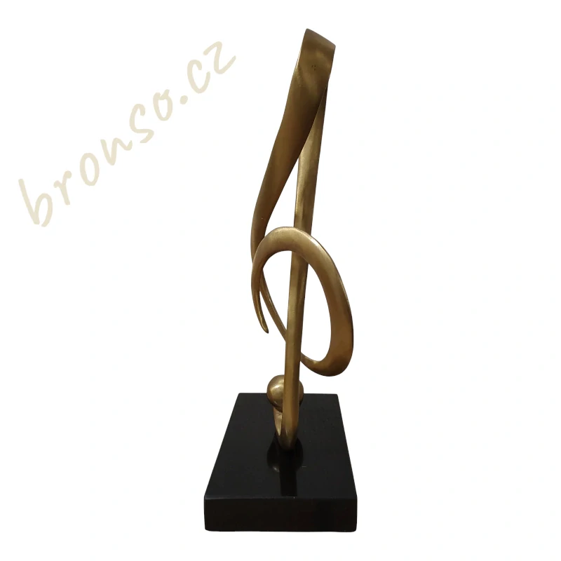 Bronzová socha houslového klíče na mramorovém podstavci – elegantní dárek pro milovníky hudby