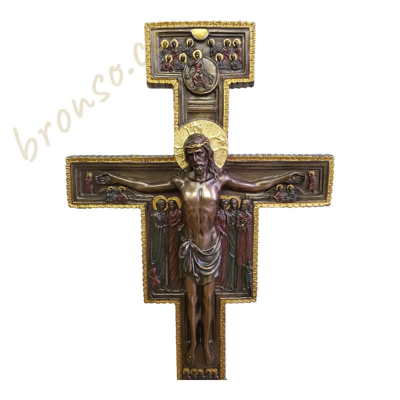 Kříž San Damiano na podstavci – Veronese, ručně malovaný krucifix 35,5 cm, WU76576A4