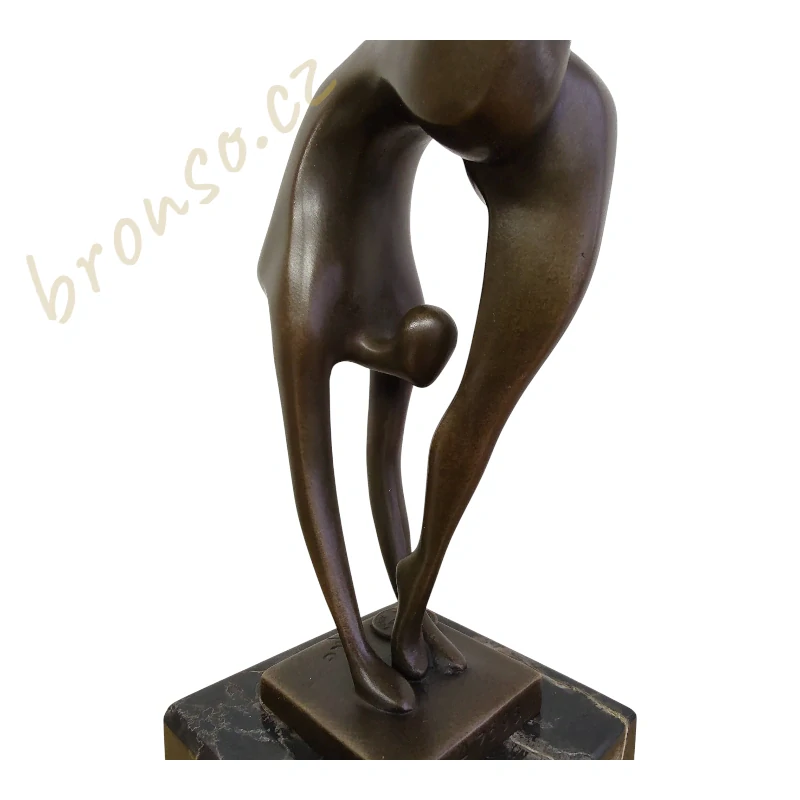 Art Deco bronzová socha abstraktní tanečnice Milo – signovaná, číslovaná, mramorový podstavec