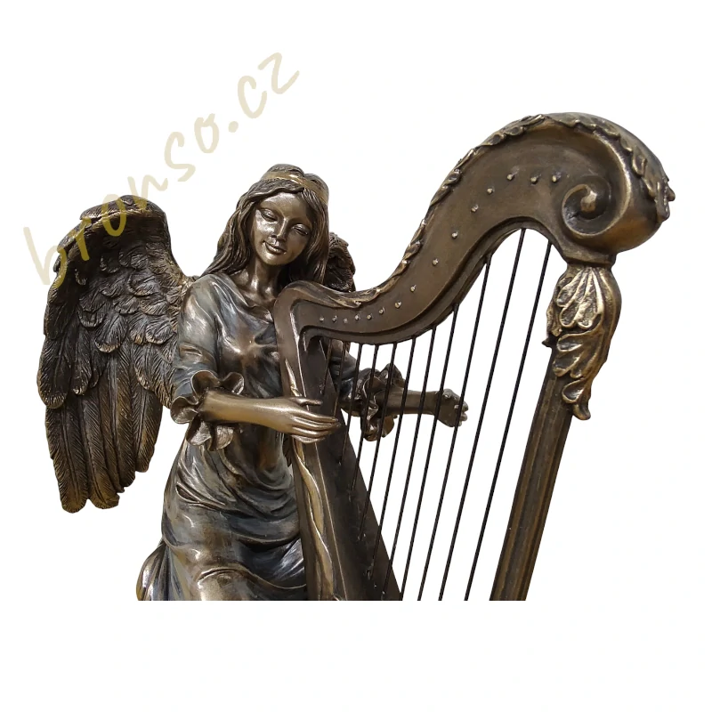 Anděl hrající na harfu – dekorativní soška | Křesťanské umění Veronese WU70494A4