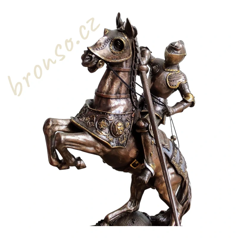 Středověký rytíř na koni s kopím – soška Veronese WU73736A4