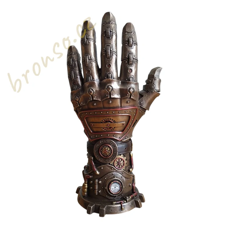 Steampunk rukavice „Gauntlet of Goodwill“ – mechanická ruka, fantasy dekorace, industriální design, Veronese WU78074A4