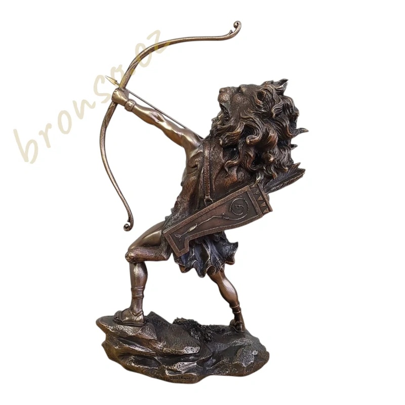 Herkules s lukem – bronzová socha hrdiny, řecká mytologie, válečník s lví kůží, dekorace Veronese WU73237A4