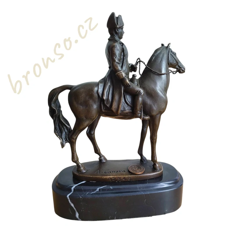 Napoleon na koni - bronzová socha, signováno A. Canova