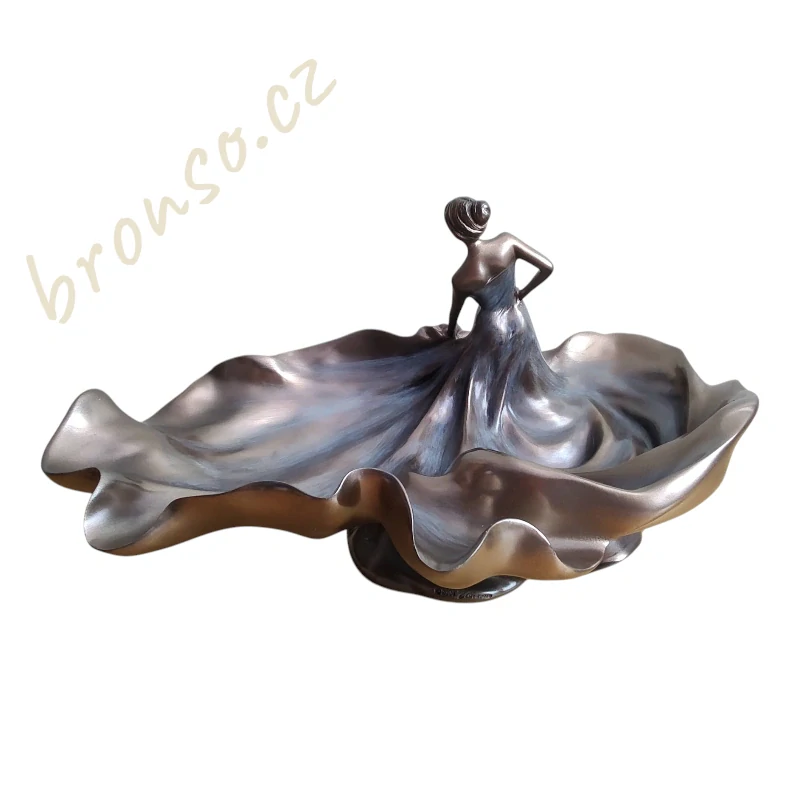 Dekorační mísa s tančící ženou – elegantní bronzovaná socha ve stylu Art Deco, Veronese AN10014A4