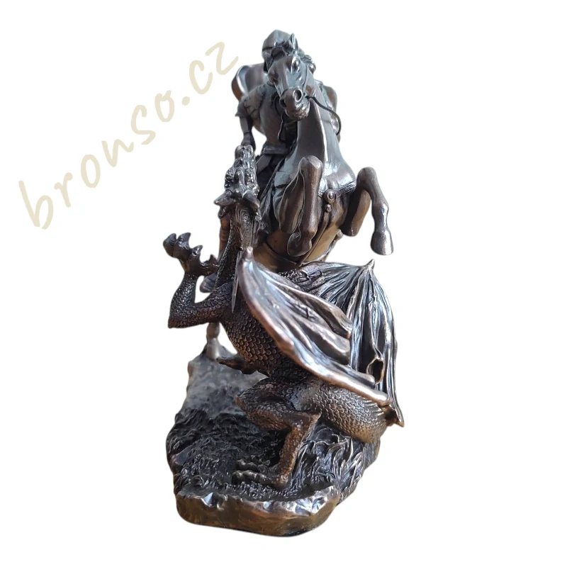 Svatý Jiří zabíjející draka – bronzovaná figurka rytíře na koni, Veronese WU78076A1