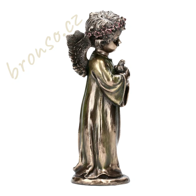 Andělská dívka s holubicí – bronzovaná figurka Veronese WU75411A4