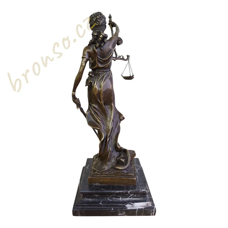 Spravedlnost Themis – Justitia, bronzová socha bohyně práva, elegantní umělecká dekorace