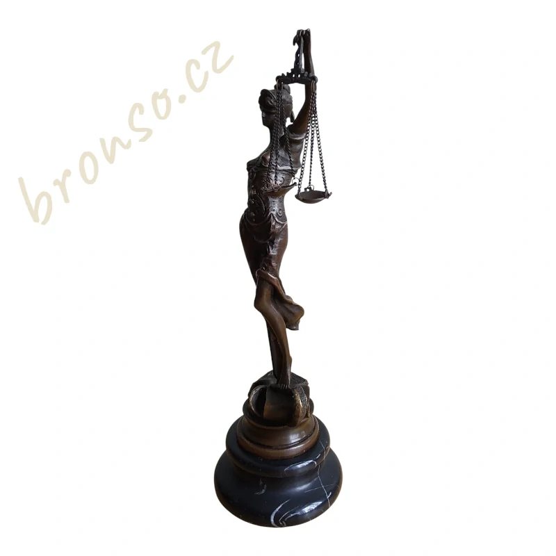 Spravedlnost – Justitia Themis, bronzová soška 23 cm, elegantní právnická dekorace