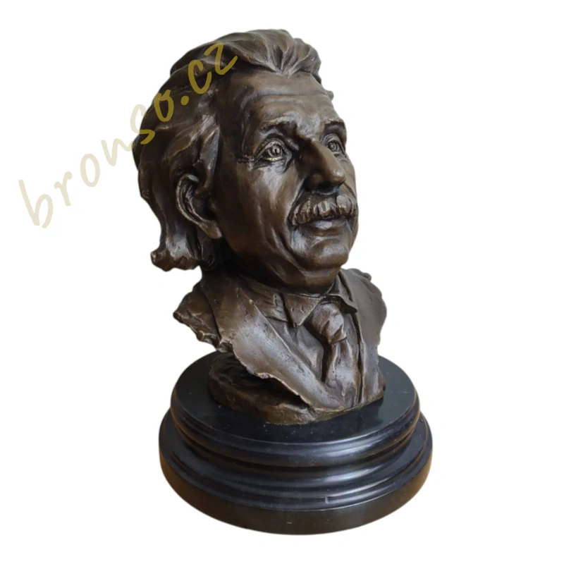 Albert Einstein – bronzová busta na mramoru, dekorace pro milovníky vědy