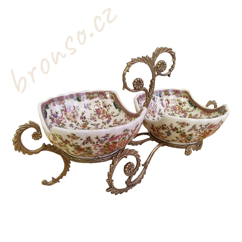 Dekorativní dvoumiskový stojan – elegantní interiérový doplněk, ručně vyrobená dekorace