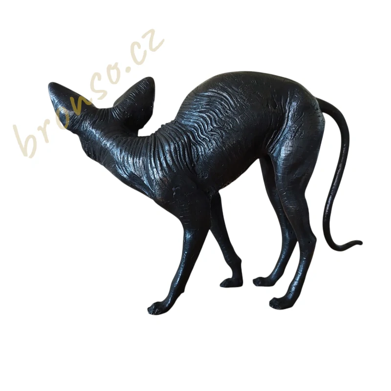 Sphynx – bronzová socha sfingy kočky, elegantní ručně vyrobená dekorace pro milovníky koček
