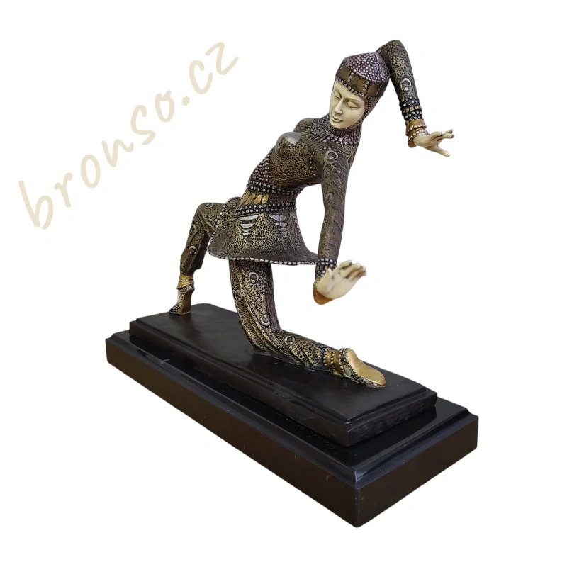 Kamorna – tanečnice Art Deco, bronzová socha Demetre H. Chiparus, elegantní umělecká dekorace