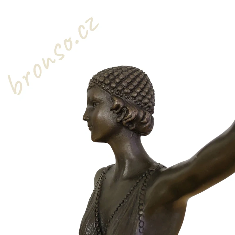 Art Deco bronzová socha – elegantní tančící žena