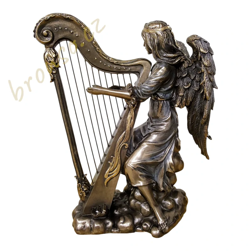 Anděl hrající na harfu – dekorativní soška | Křesťanské umění Veronese WU70494A4