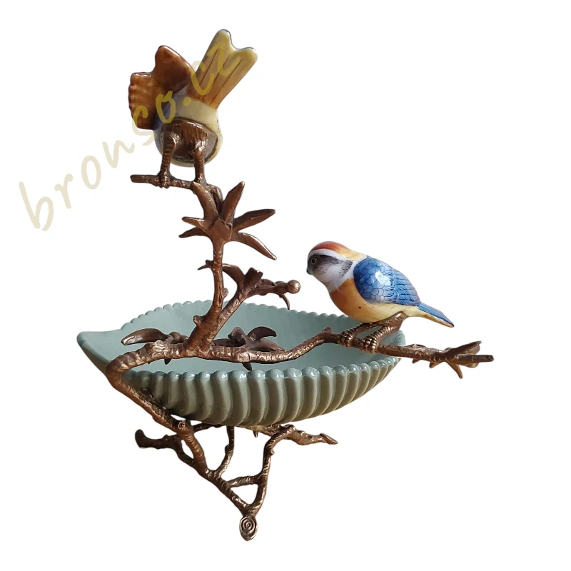 Dekorativní keramická mísa s ptáky – luxusní dekorace na stůl a do interiéru