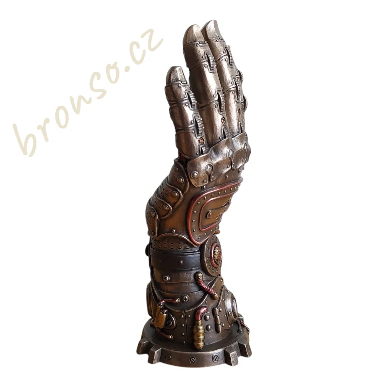 Steampunk rukavice „Gauntlet of Goodwill“ – mechanická ruka, fantasy dekorace, industriální design, Veronese WU78074A4