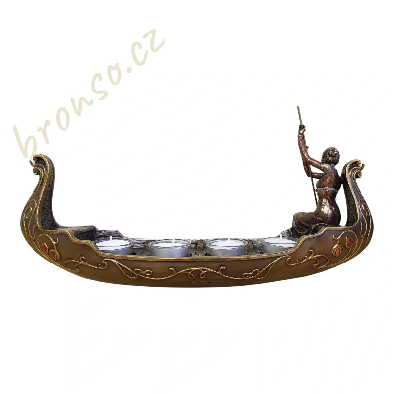 Gondola svícen na čajové svíčky – romantická dekorace, Benátky styl Veronese AN10117A4