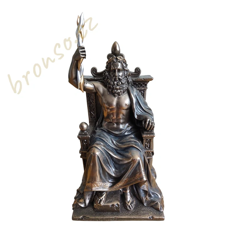 Zeus na trůnu s bleskem – soška řeckého boha, antická dekorace, mytologická figurka Veronese WU77587A4