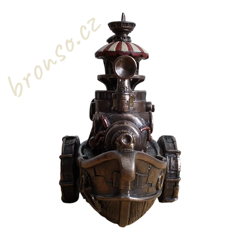 Steampunk loď – dekorativní figurka parníku, retro sci-fi dekorace, Veronese WU77254A4