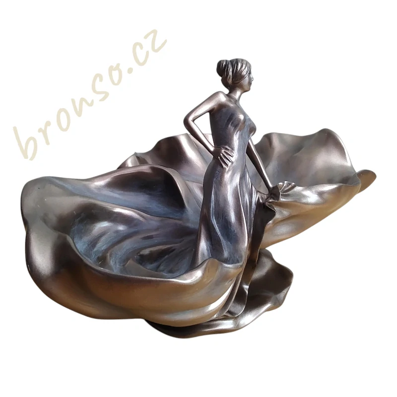 Dekorační mísa s tančící ženou – elegantní bronzovaná socha ve stylu Art Deco, Veronese AN10014A4