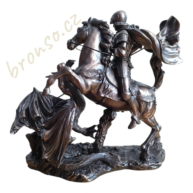 Svatý Jiří zabíjející draka – bronzovaná figurka rytíře na koni, Veronese WU78076A1