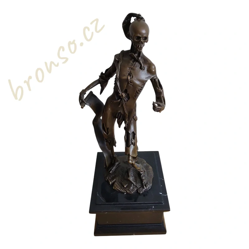 Smrt – Memento Mori  bronzová socha, historická umělecká dekorace se symbolickým významem