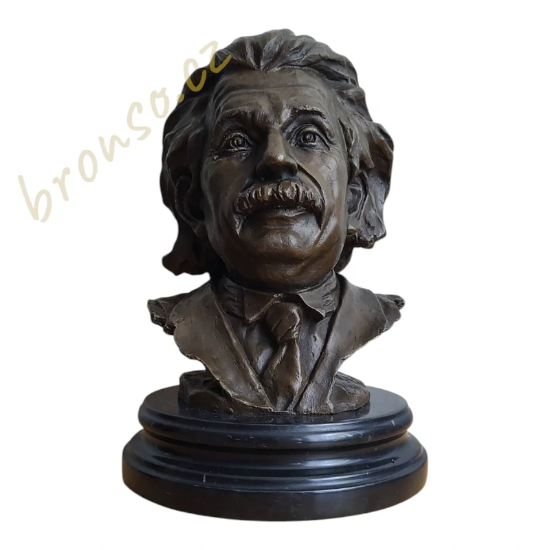 Albert Einstein – bronzová busta na mramoru, dekorace pro milovníky vědy