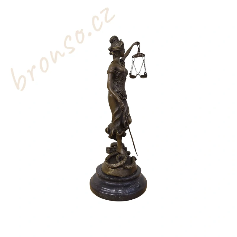 Spravedlnost – Justitia Themis, bronzová socha, elegantní soška bohyně práva