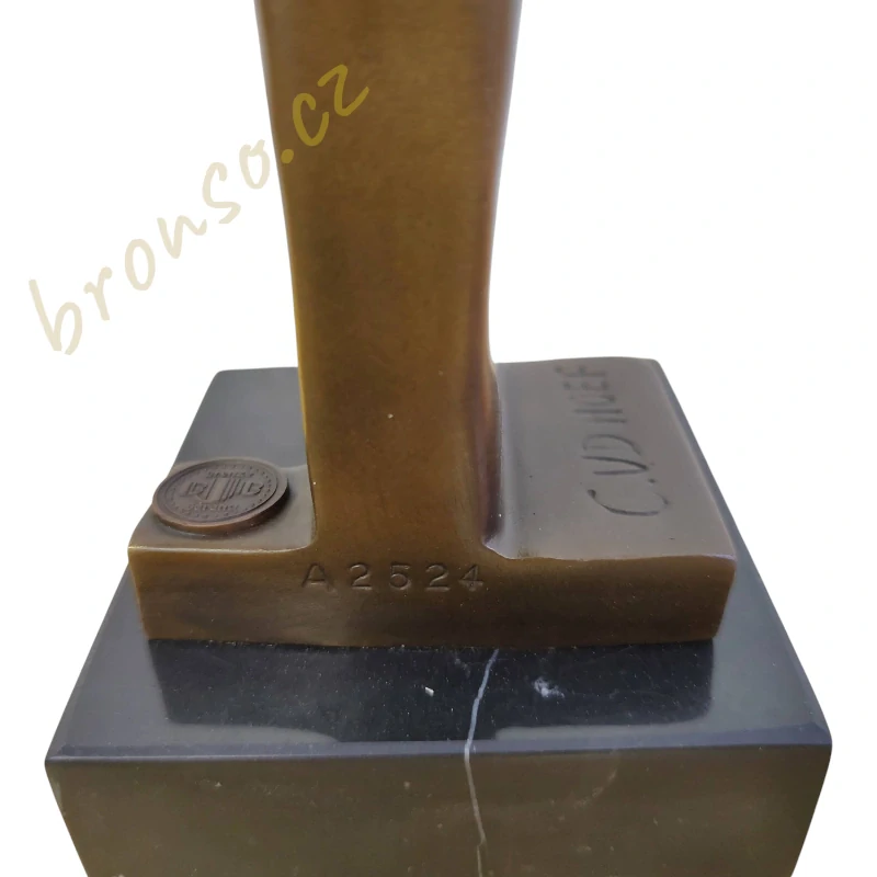 Art Deco bronzová kočka – podle Chrise van der Hoefa, signováno