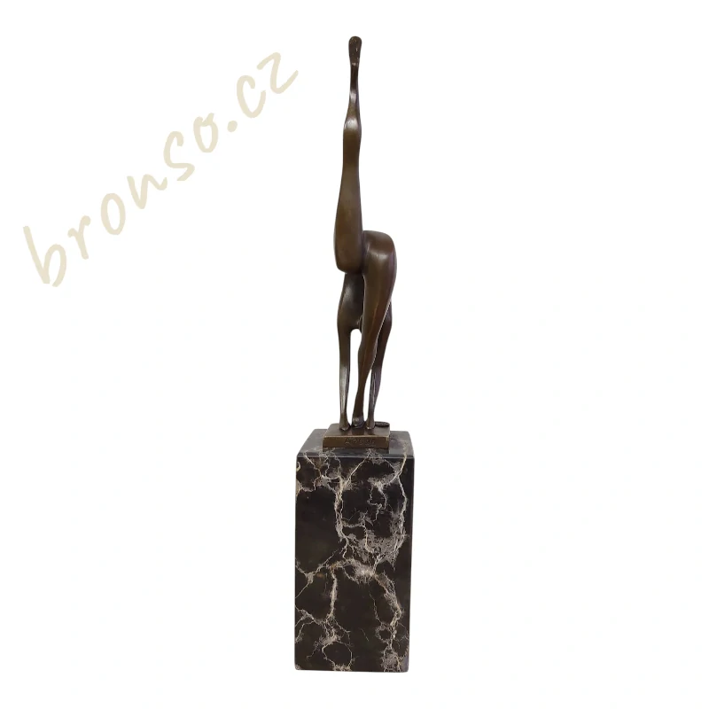 Art Deco bronzová socha abstraktní tanečnice Milo – signovaná, číslovaná, mramorový podstavec
