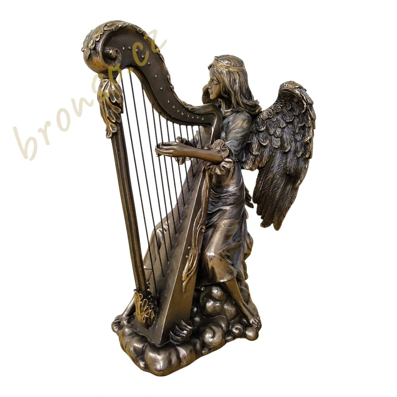 Anděl hrající na harfu – dekorativní soška | Křesťanské umění Veronese WU70494A4