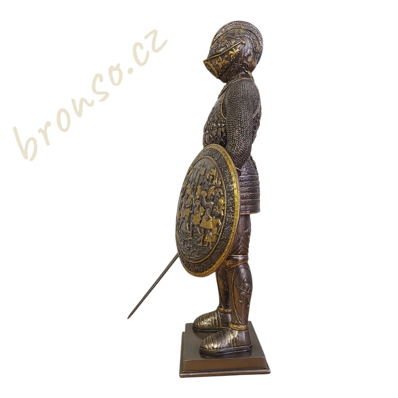 Středověký rytíř se štítem a mečem – dekorativní sběratelská soška Veronese WU72053A4