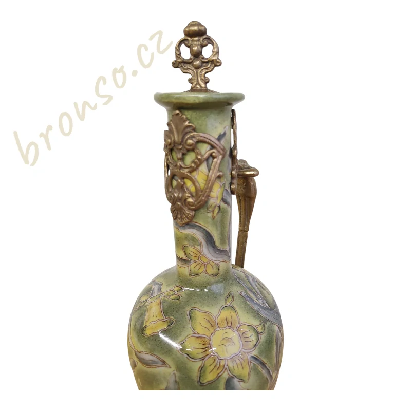 Karafa s bronzovým uchem ve tvaru ženy – Art Nouveau