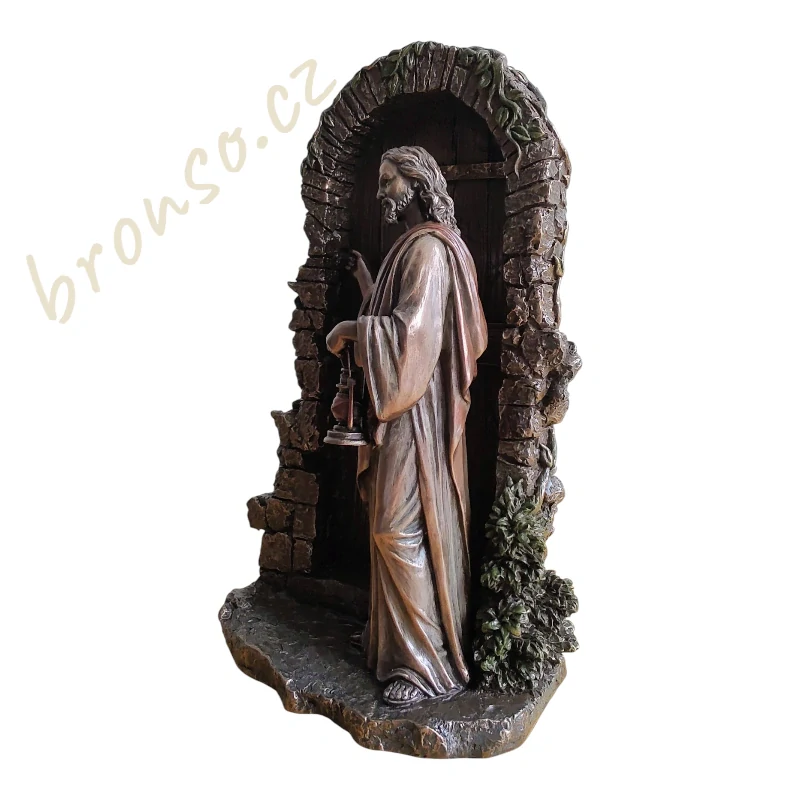 Soška Ježíše klepajícího na dveře – „Hle, stojím u dveří a klepu“, křesťanská dekorace, náboženský dárek, zarážka na knihy Veronese WU77306A4