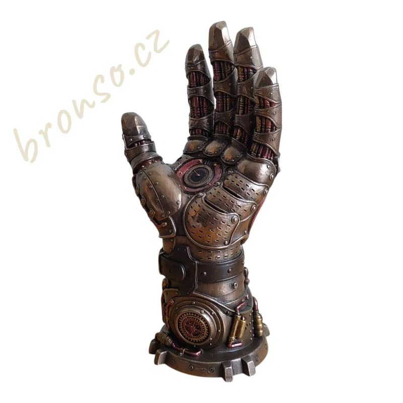 Steampunk rukavice „Gauntlet of Goodwill“ – mechanická ruka, fantasy dekorace, industriální design, Veronese WU78074A4