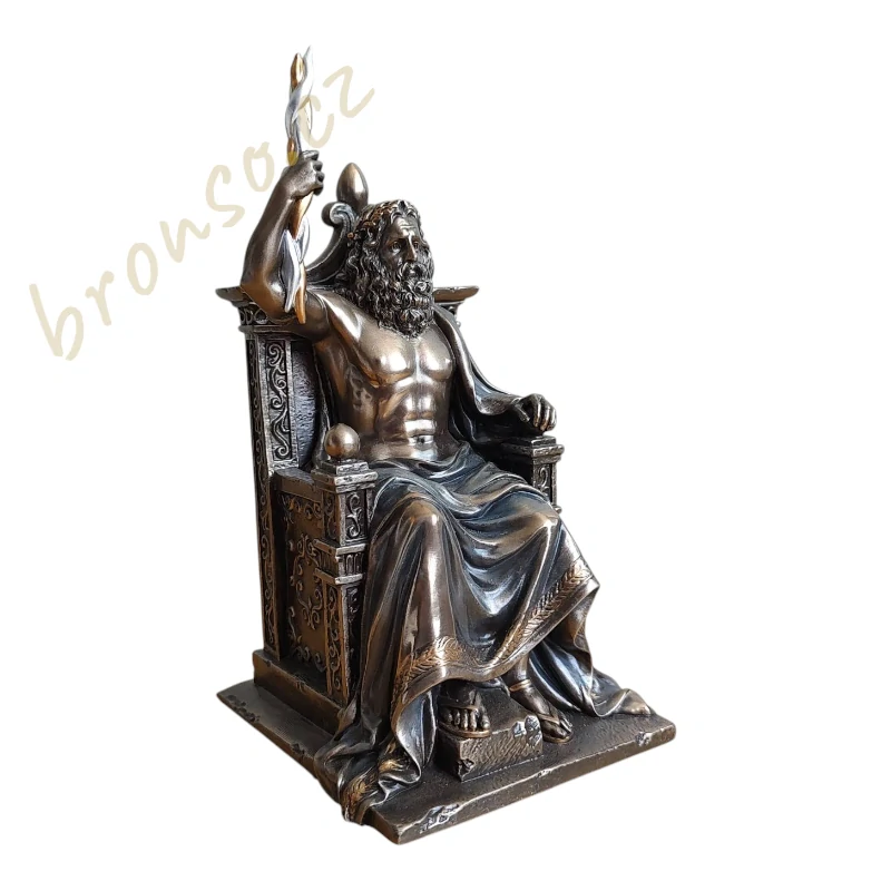 Zeus na trůnu s bleskem – soška řeckého boha, antická dekorace, mytologická figurka Veronese WU77587A4
