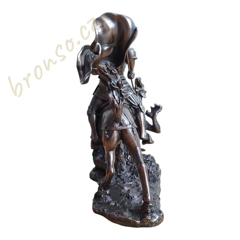Svatý Jiří zabíjející draka – bronzovaná figurka rytíře na koni, Veronese WU78076A1