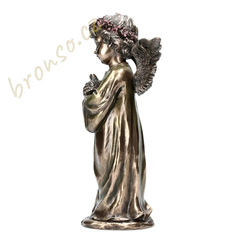Andělská dívka s holubicí – bronzovaná figurka Veronese WU75411A4