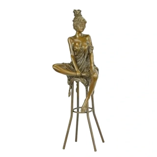 Dáma na stoličce – bronzová soška, ručně vyrobená elegantní umělecká dekorace