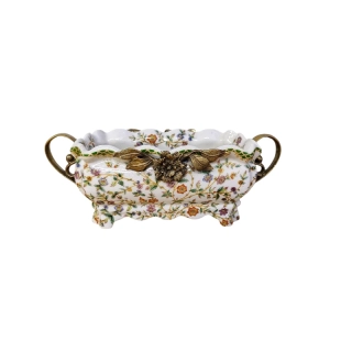 Porcelánová mísa s bronzovými uchy – elegantní dekorace ve stylu Art Nouveau