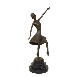 Art Deco bronzová socha – elegantní tančící žena