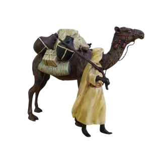 Velbloud s arabským průvodcem - Soška ve stylu Vienna Bronze, orientalistická bronzová figurka, ručně malovaná dekorace