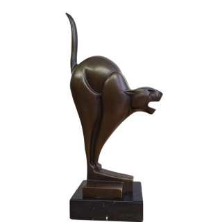 Art Deco bronzová kočka – podle Chrise van der Hoefa, signováno