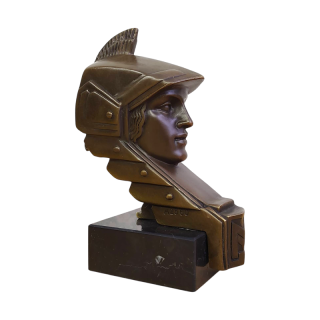 Bronzová socha „Minerva Mascotte“ – Art Deco busta, pravý bronz, P. de Soete