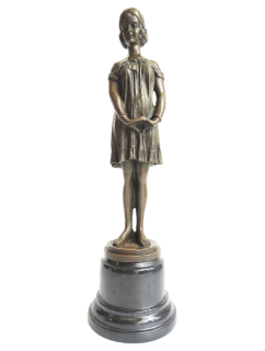 Bedtime Girl – Art Deco bronzová soška dívky od Bruna Zacha, elegantní umělecká dekorace