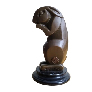 Art Deco bronzový zajíc Bizette – Signovaná socha na mramorovém podstavci, sběratelská dekorace