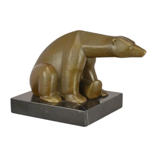 Bronzová socha ledního medvěda na mramoru – moderní zvířecí dekorace, luxusní design, sběratelský dárek